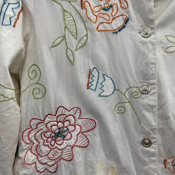 Vintage Alex Kim Women's Large Floral Embroidered Jacket Button Up Lined‎ EUC - Picture 3 of 11
